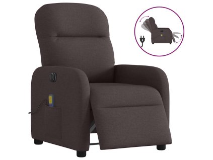 Elektrické masážní polohovací křeslo tmavě hnědé textil 3302967