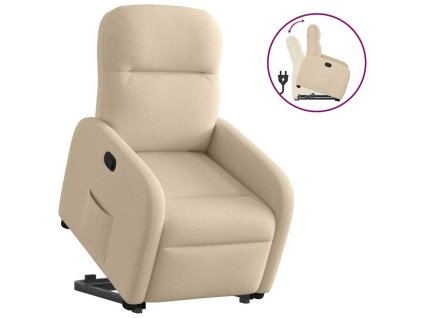 Zvedací polohovací křeslo krémové textil 3302980