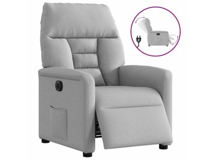 Elektrické polohovací křeslo obláčkově šedé textil 3303021