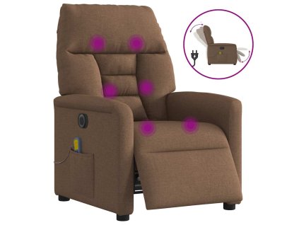 Elektrické masážní polohovací křeslo hnědé textil 3303026