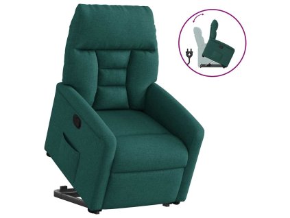 Zvedací polohovací křeslo tmavě zelené textil 3303038