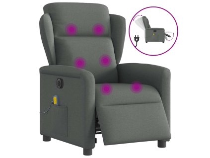 Elektrické masážní polohovací křeslo tmavě šedé textil 3303125