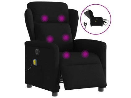 Elektrické masážní polohovací křeslo černé textil 3303126