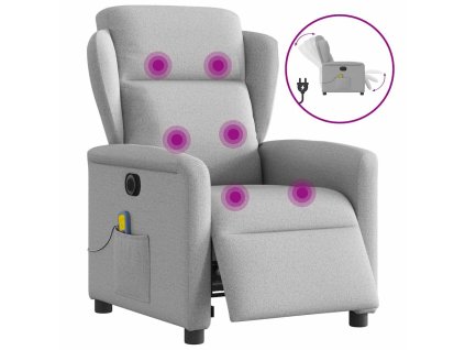 Elektrické masážní polohovací křeslo obláčkově šedé textil 3303133
