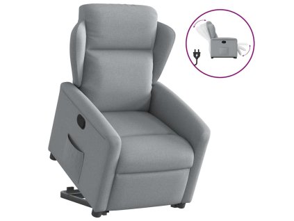 Zvedací polohovací křeslo světle šedé textil 3303134