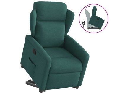 Zvedací polohovací křeslo tmavě zelené textil 3303140