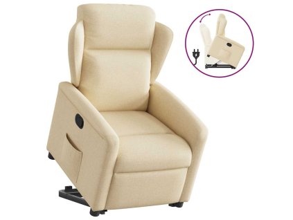Zvedací polohovací křeslo krémové textil 3303142