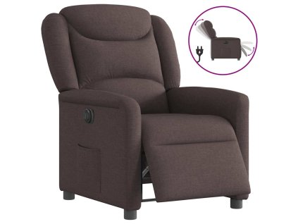 Elektrické polohovací křeslo tmavě hnědé textil 3303179