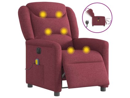 Elektrické masážní polohovací křeslo vínové textil 3303187