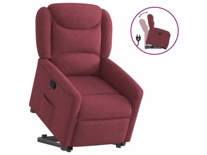 Zvedací polohovací křeslo vínové textil 3303197