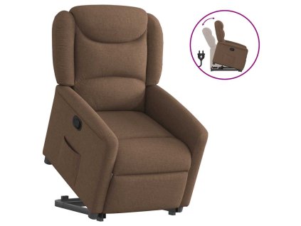 Zvedací polohovací křeslo hnědé textil 3303198