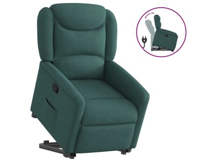 Zvedací polohovací křeslo tmavě zelené textil 3303200
