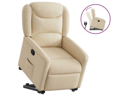 Zvedací polohovací křeslo krémové textil 3303202