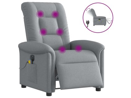 Elektrické masážní polohovací křeslo světle šedé textil 3303244