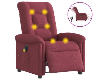 Elektrické masážní polohovací křeslo vínové textil 3303247