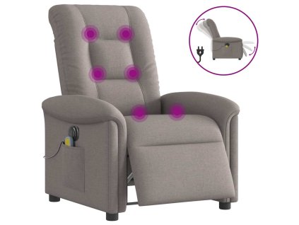 Elektrické masážní polohovací křeslo taupe textil 3303251