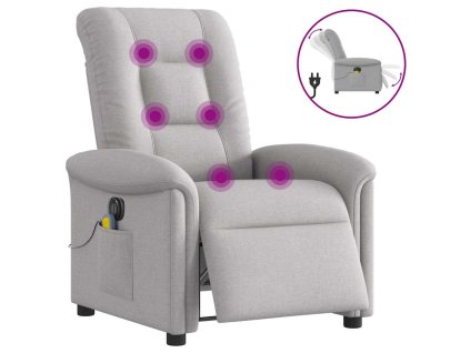 Elektrické masážní polohovací křeslo obláčkově šedé textil 3303253