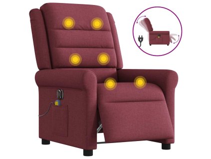 Elektrické masážní polohovací křeslo vínové textil 3303307