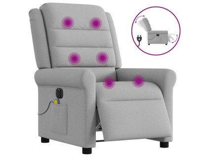 Elektrické masážní polohovací křeslo obláčkově šedé textil 3303313