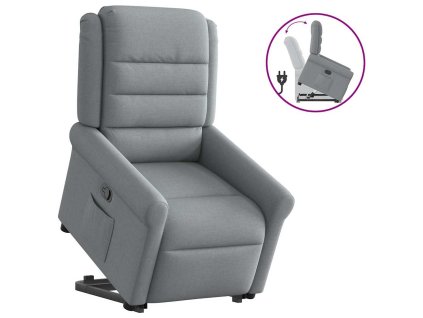 Zvedací polohovací křeslo světle šedé textil 3303314
