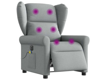 Elektrické masážní polohovací křeslo světle šedé textil 3303364