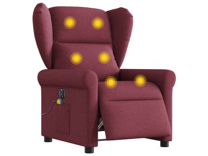 Elektrické masážní polohovací křeslo vínové textil 3303367