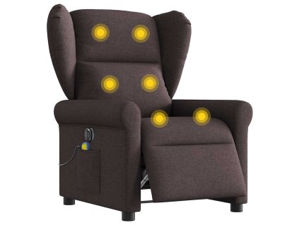 Elektrické masážní polohovací křeslo tmavě hnědé textil 3303369