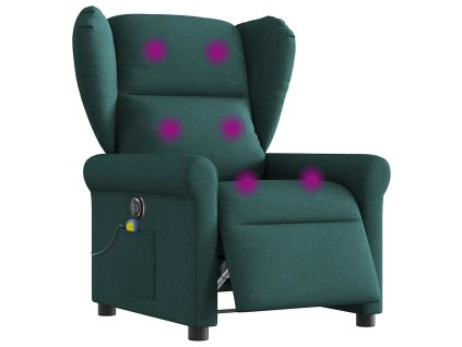 Elektrické masážní polohovací křeslo tmavě zelené textil 3303370