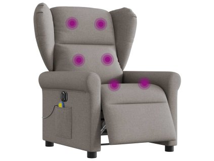 Elektrické masážní polohovací křeslo taupe textil 3303371