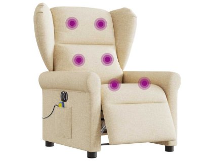 Elektrické masážní polohovací křeslo krémové textil 3303372