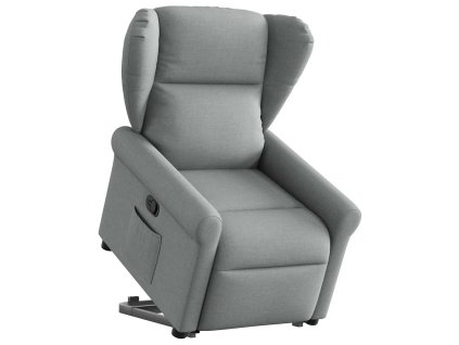 Zvedací polohovací křeslo světle šedé textil 3303374
