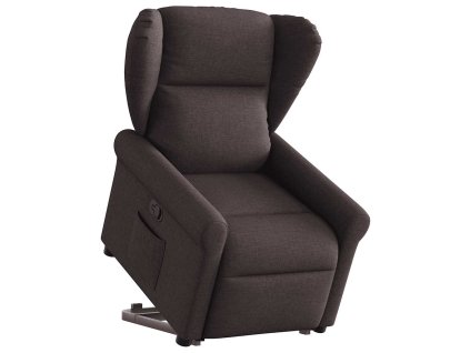 Zvedací polohovací křeslo tmavě hnědé textil 3303379