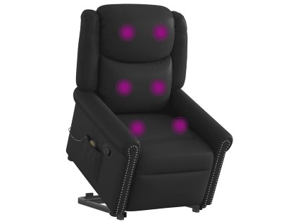 Zvedací polohovací křeslo lesklé černé umělá kůže 3303420