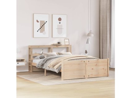 Rám postele s čelem bílý 140 x 200 cm masivní borové dřevo 3306021