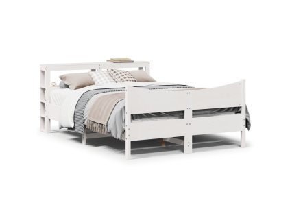 Rám postele s čelem bílý 120 x 200 cm masivní borové dřevo 3306307