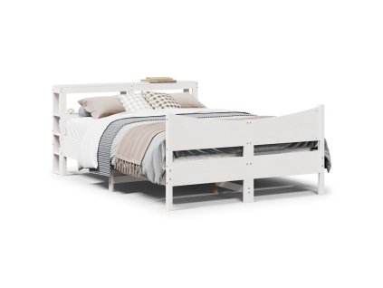 Rám postele s čelem bílý 140 x 190 cm masivní borovice 3306316