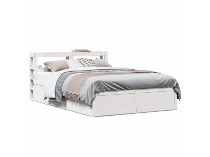 Rám postele s čelem bílý 150x200 cm masivní borovice 3306340