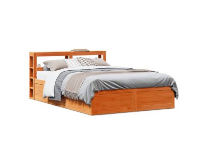 Rám postele s čelem voskově hnědý 140 x 200 cm masivní borovice 3306344