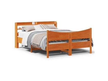 Rám postele s čelem voskově hnědý 135 x 190 cm masivní borovice 3307061