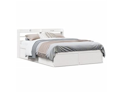 Rám postele s čelem bílý 135 x 190 cm masivní borovice 3307099
