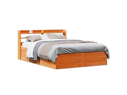Rám postele s čelem voskově hnědý 135 x 190 cm masivní borovice 3307100