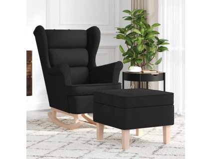 Houpací křeslo s podnožkou černé textil 3307999