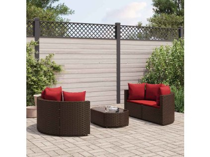 5dílná zahradní sedací souprava s poduškami hnědá polyratan 3308445