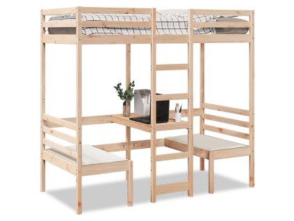 Rám patrové postele se stolem a židlemi 90x200 cm borovice 3308553