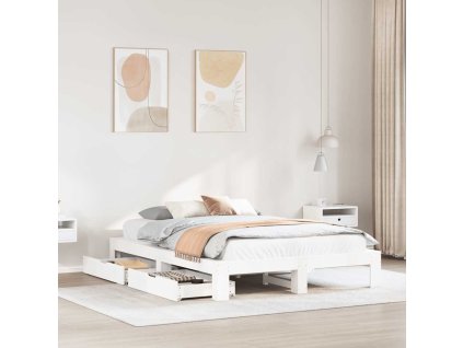 Postel bez matrace bílá 140 x 190 cm masivní borovice 3309012