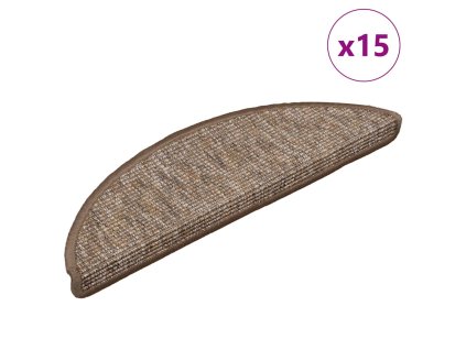 Schodové rohože 15 ks 56 x 17 x 3 cm světle hnědé půlkulaté 326898