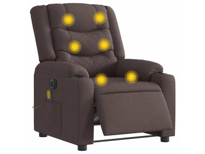 Elektrické masážní polohovací křeslo tmavě hnědé textil 3310256
