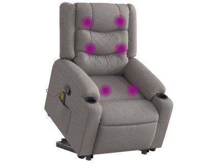 Zvedací masážní polohovací křeslo taupe textil 3310272
