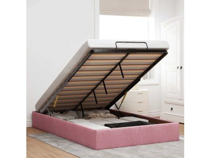 Osmanský rám postele bez matrace růžová 120x200 cm samet 3310960