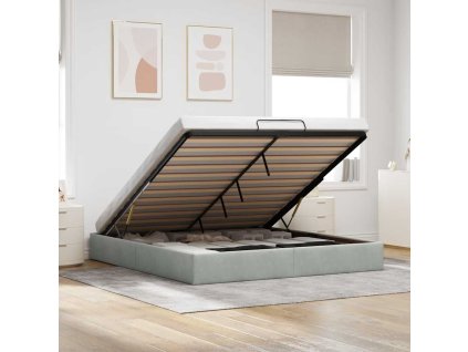 Osmanský rám postele bez matrací světle šedá 200x200 cm samet 3310985